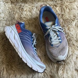 Hoka one one blue white clifton 6 running sneakers women's 8 wide